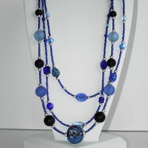 Lampwork silver plated 18" necklace (#391)